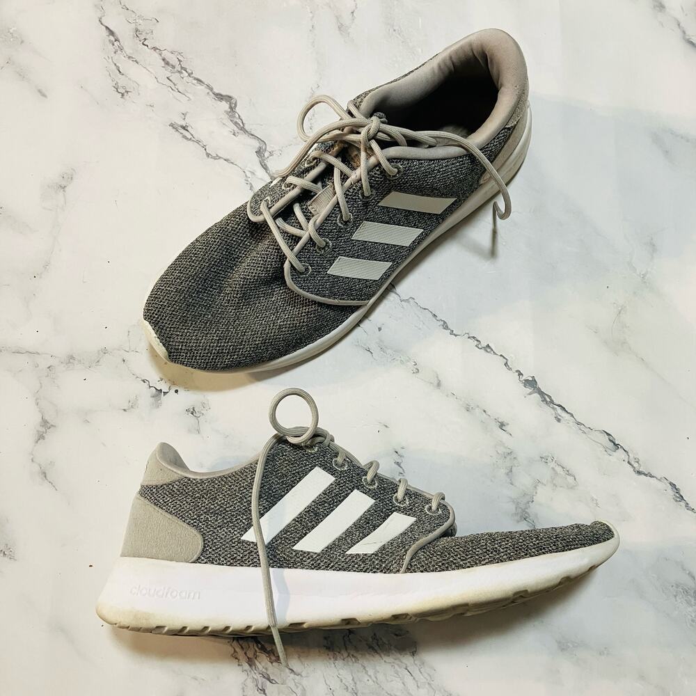 Adidas Sneakers Cloudfoam QT Racer Womens 8.5 Grey Running Workout Shoes AW4313